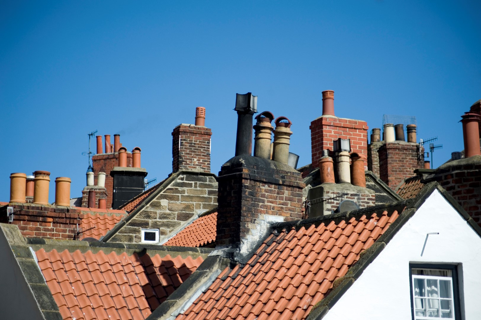 Variety of chimney pots in Robin Hoods Bay