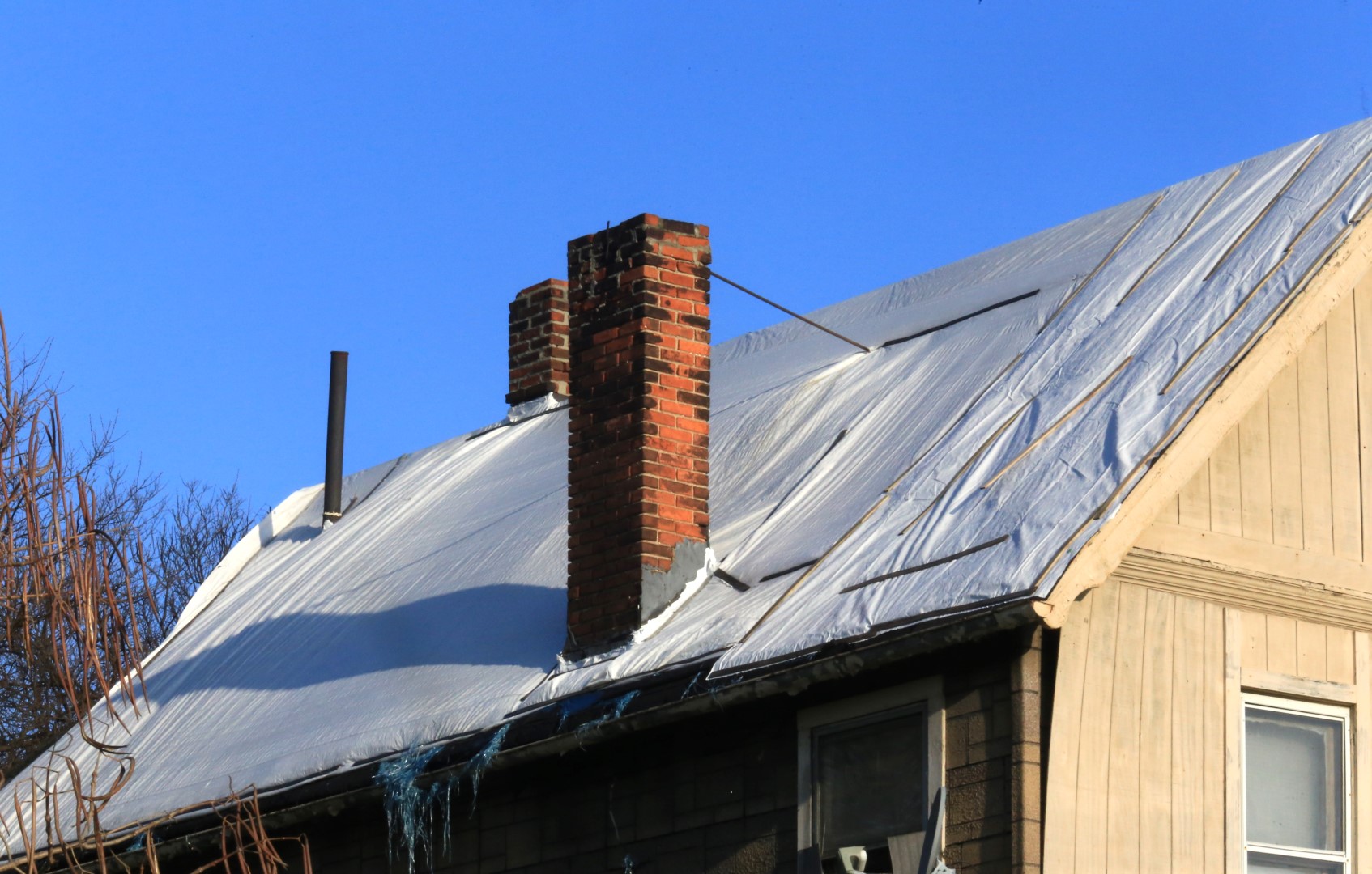 damaged building roof